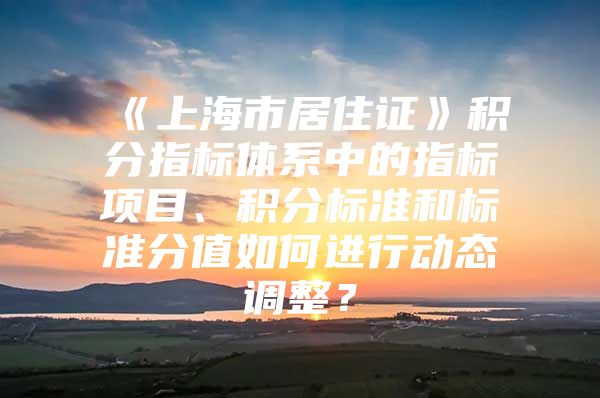 《上海市居住证》积分指标体系中的指标项目、积分标准和标准分值如何进行动态调整？