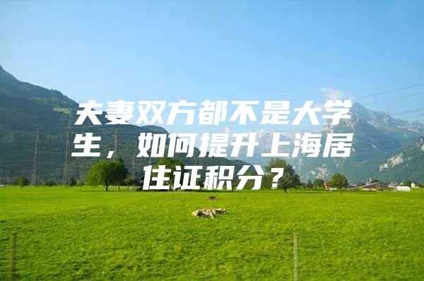 夫妻双方都不是大学生，如何提升上海居住证积分？