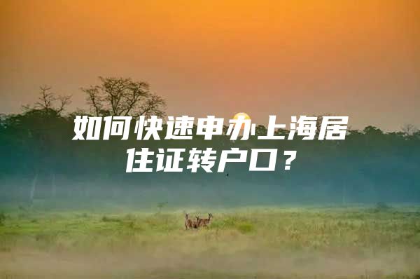 如何快速申办上海居住证转户口？