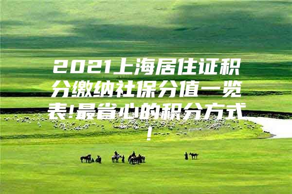 2021上海居住证积分缴纳社保分值一览表!最省心的积分方式！