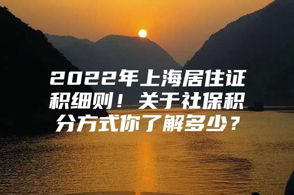 2022年上海居住证积细则！关于社保积分方式你了解多少？