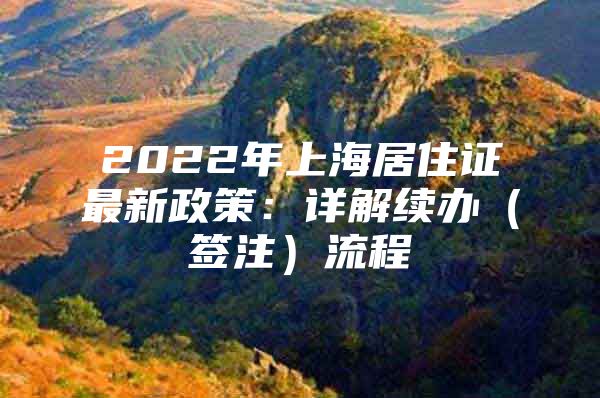 2022年上海居住证最新政策：详解续办（签注）流程