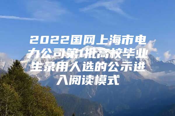 2022国网上海市电力公司第1批高校毕业生录用人选的公示进入阅读模式