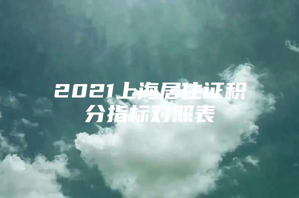 2021上海居住证积分指标对照表