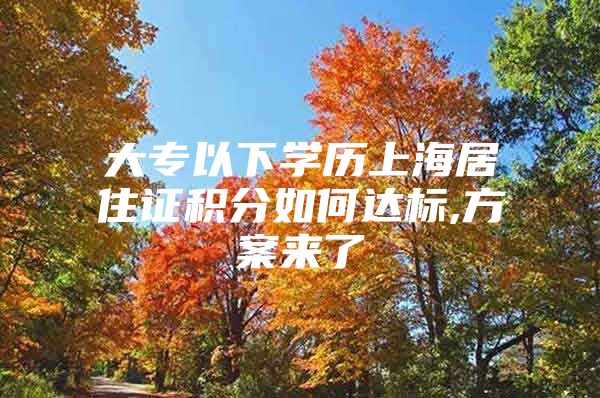 大专以下学历上海居住证积分如何达标,方案来了