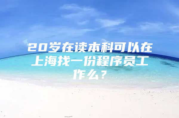 20岁在读本科可以在上海找一份程序员工作么？