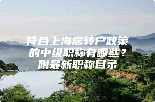 符合上海居转户政策的中级职称有哪些？附最新职称目录