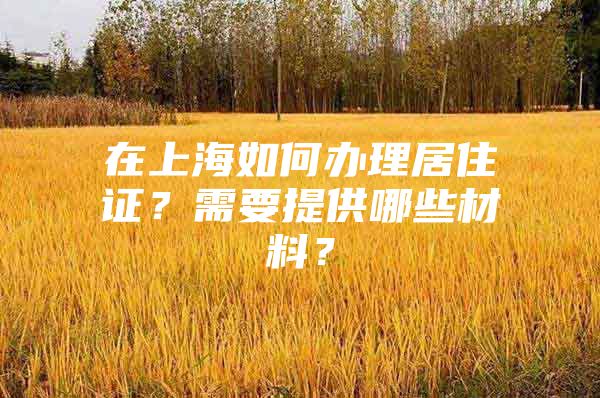 在上海如何办理居住证？需要提供哪些材料？