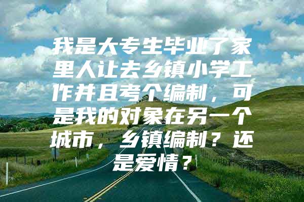 我是大专生毕业了家里人让去乡镇小学工作并且考个编制，可是我的对象在另一个城市，乡镇编制？还是爱情？