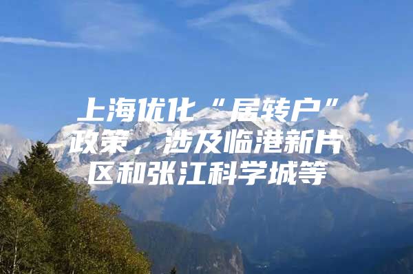 上海优化“居转户”政策，涉及临港新片区和张江科学城等