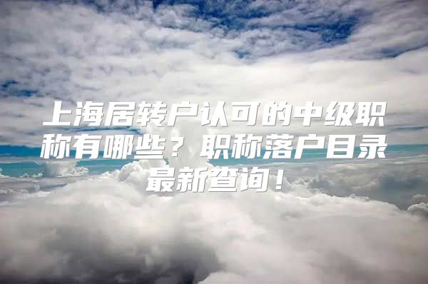 上海居转户认可的中级职称有哪些？职称落户目录最新查询！